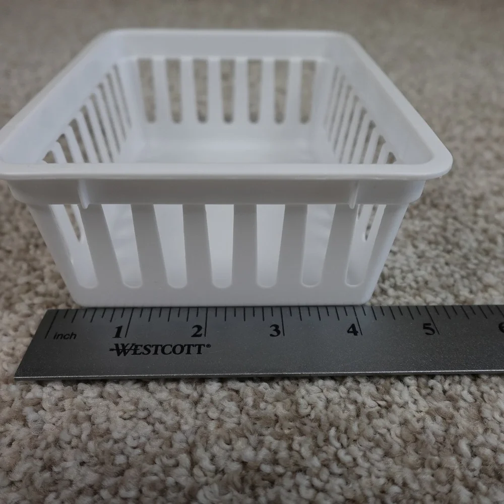 White Plastic Slotted Storage Baskets Set of 3 Drawer Organizers Bins